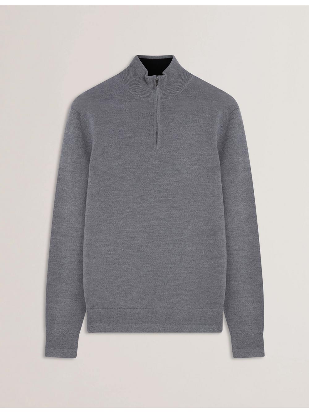 Charcoal Men Ted Baker LIMEHAS - Wool Quarter Zip Funnel Neck Jumpers | NZ  TJGK-41025