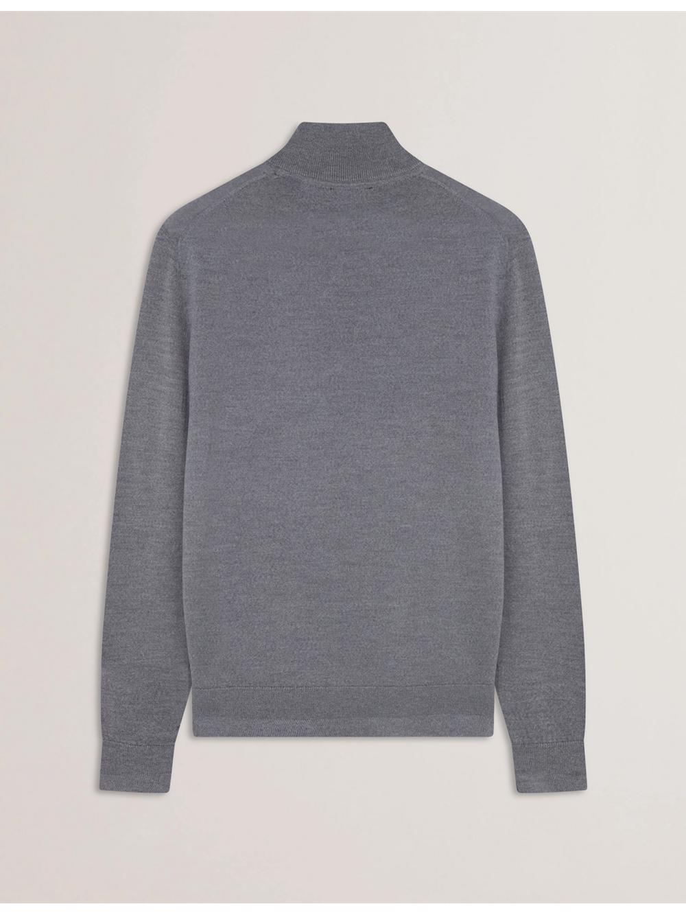 Charcoal Men Ted Baker LIMEHAS - Wool Quarter Zip Funnel Neck Jumpers | NZ  TJGK-41025