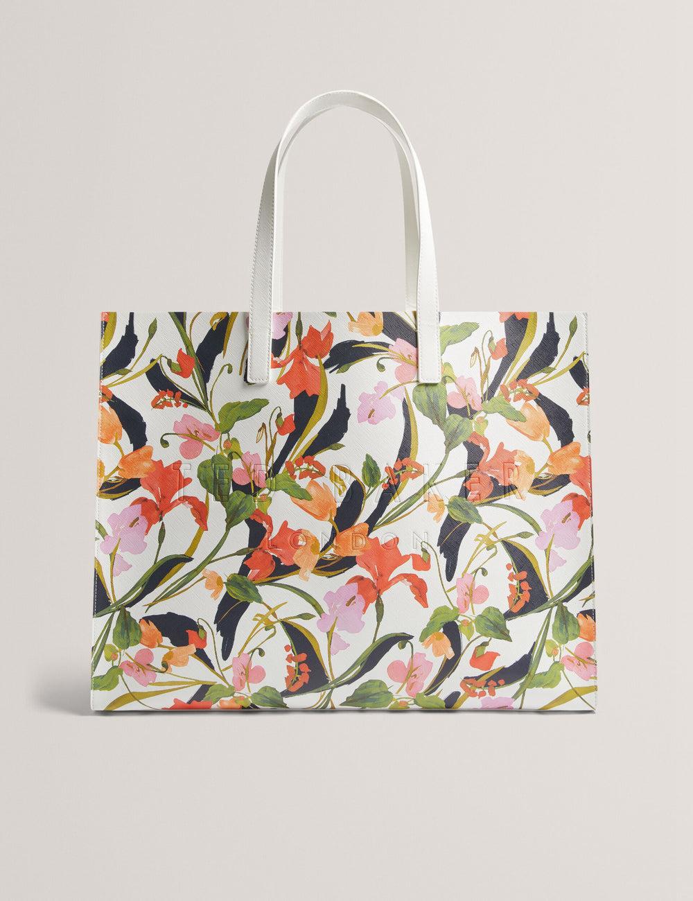 Cream Women Ted Baker FLORISH - Floral Print PU Leather Wide Tote Bags | NZ  CSFB-09614