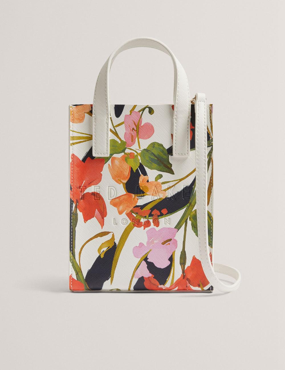 Cream Women Ted Baker FLOWEIA - Floral Faux Leather Mini Tote Bags | NZ  LNAF-45971
