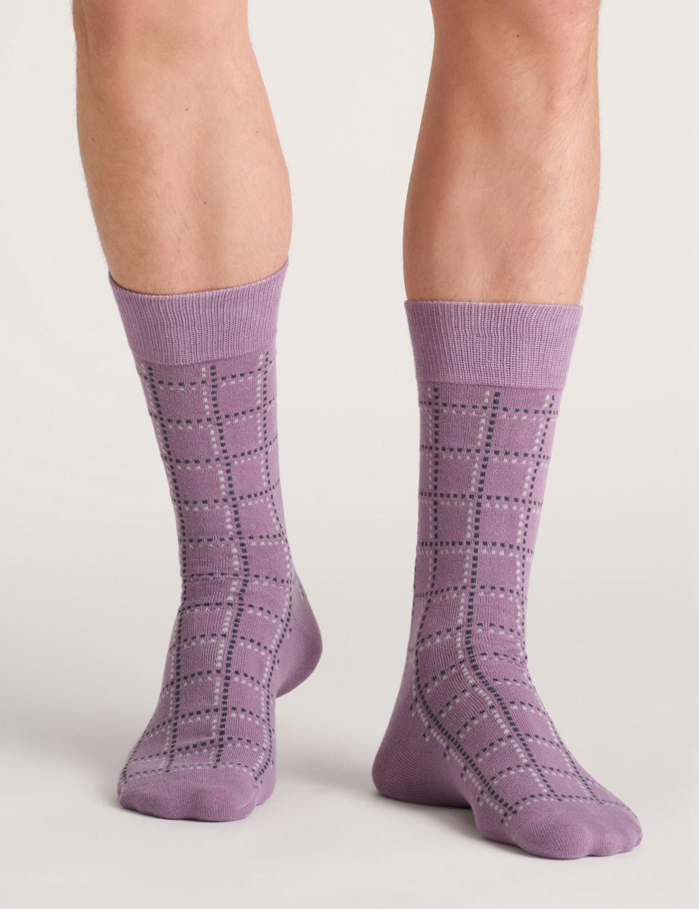 Dark Green Men Ted Baker 3 Pack Geometric Check Crew Socks | NZ  ISOD-28905
