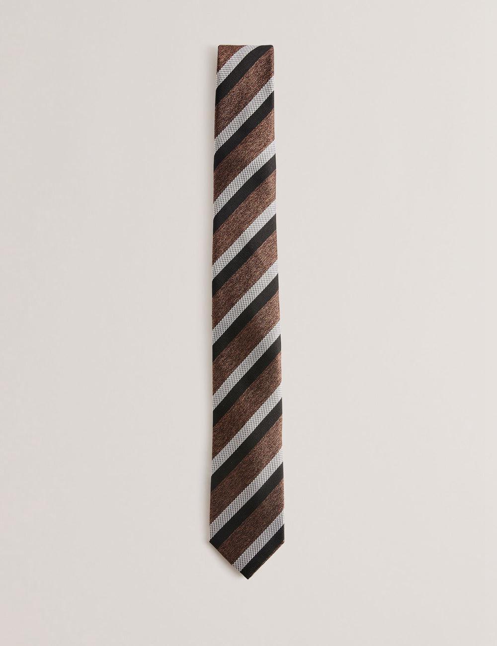 Dk-Brown Men Ted Baker WEISMUL - Textured Mixed Stripe Silk Ties | NZ  SBZG-28741