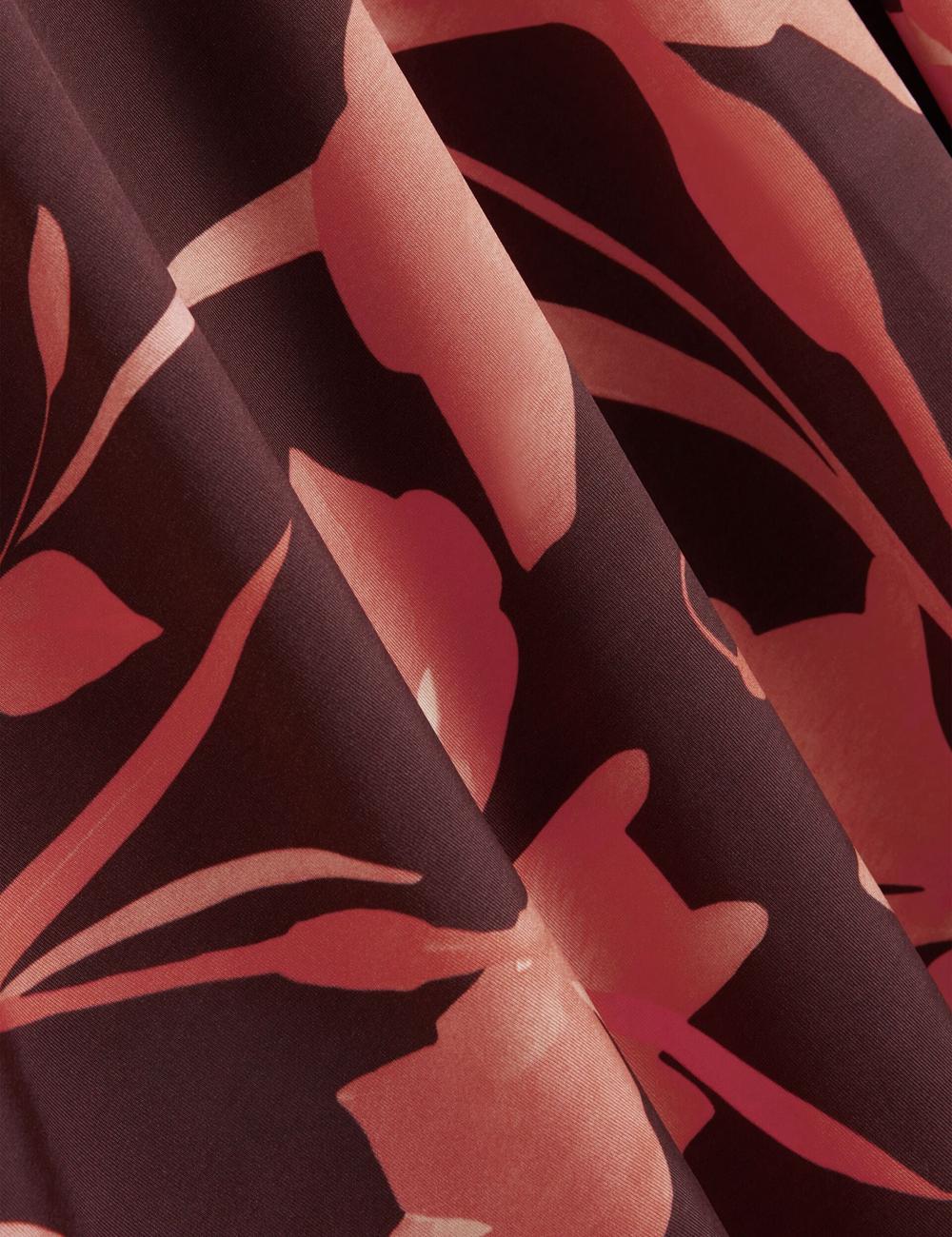 Dk-Brown Women Ted Baker STARLAH - Slinky Printed Jersey Long Sleeve Midi Dresses | NZ  KPUV-19253