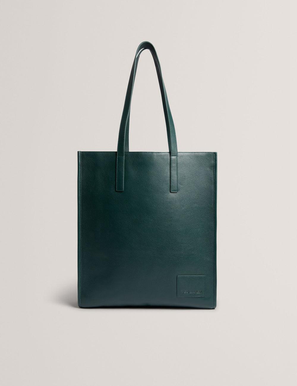 Dk-Green Men Ted Baker GRIFFIS - Tall Grained Leather Tote Bags | NZ  OQAJ-23946