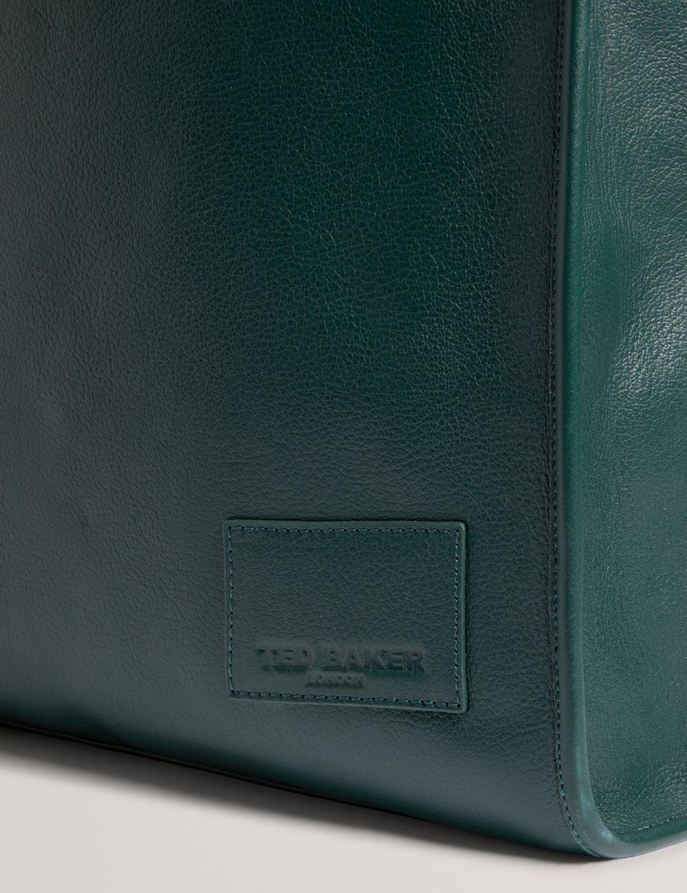Dk-Green Men Ted Baker GRIFFIS - Tall Grained Leather Tote Bags | NZ  OQAJ-23946