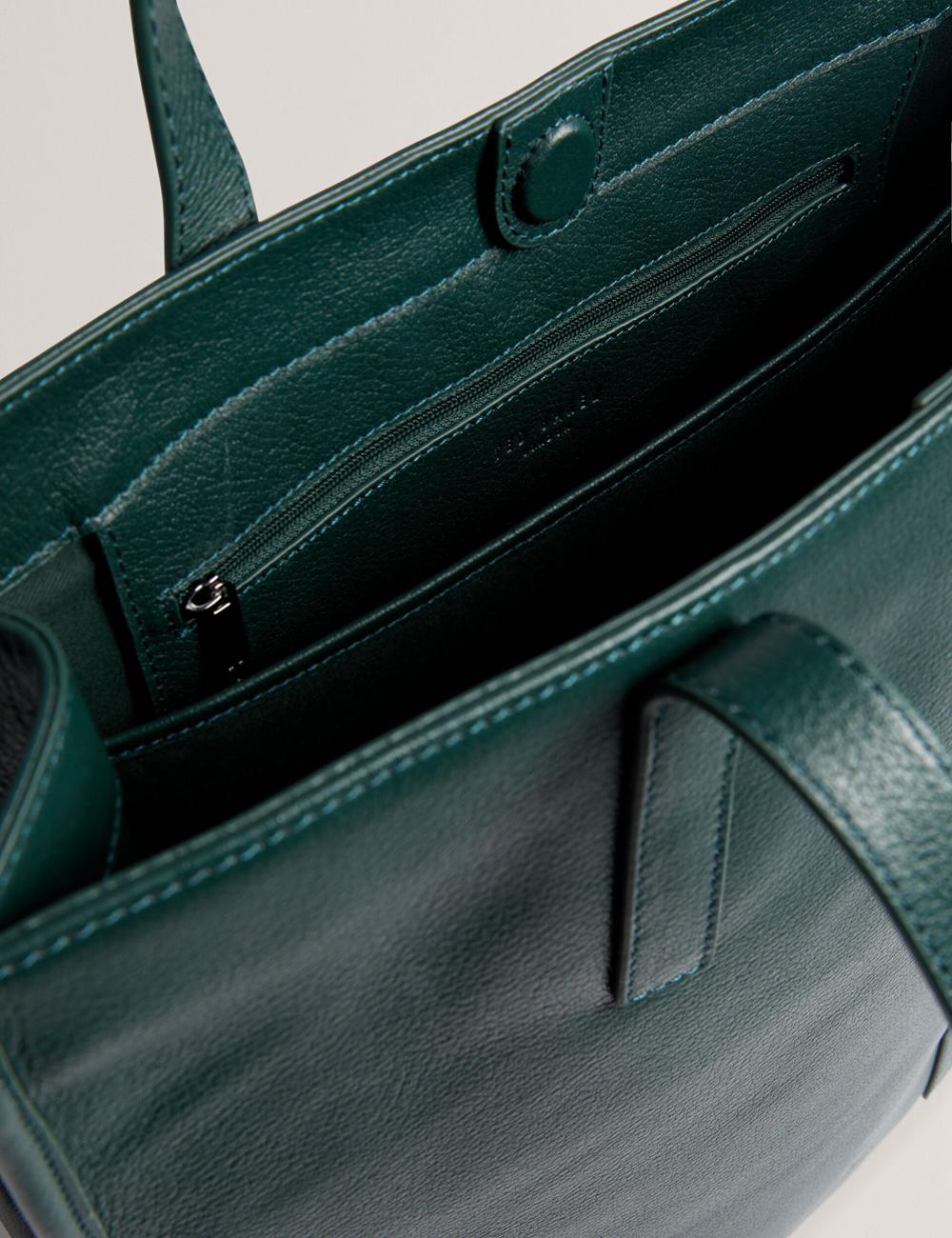 Dk-Green Men Ted Baker GRIFFIS - Tall Grained Leather Tote Bags | NZ  OQAJ-23946