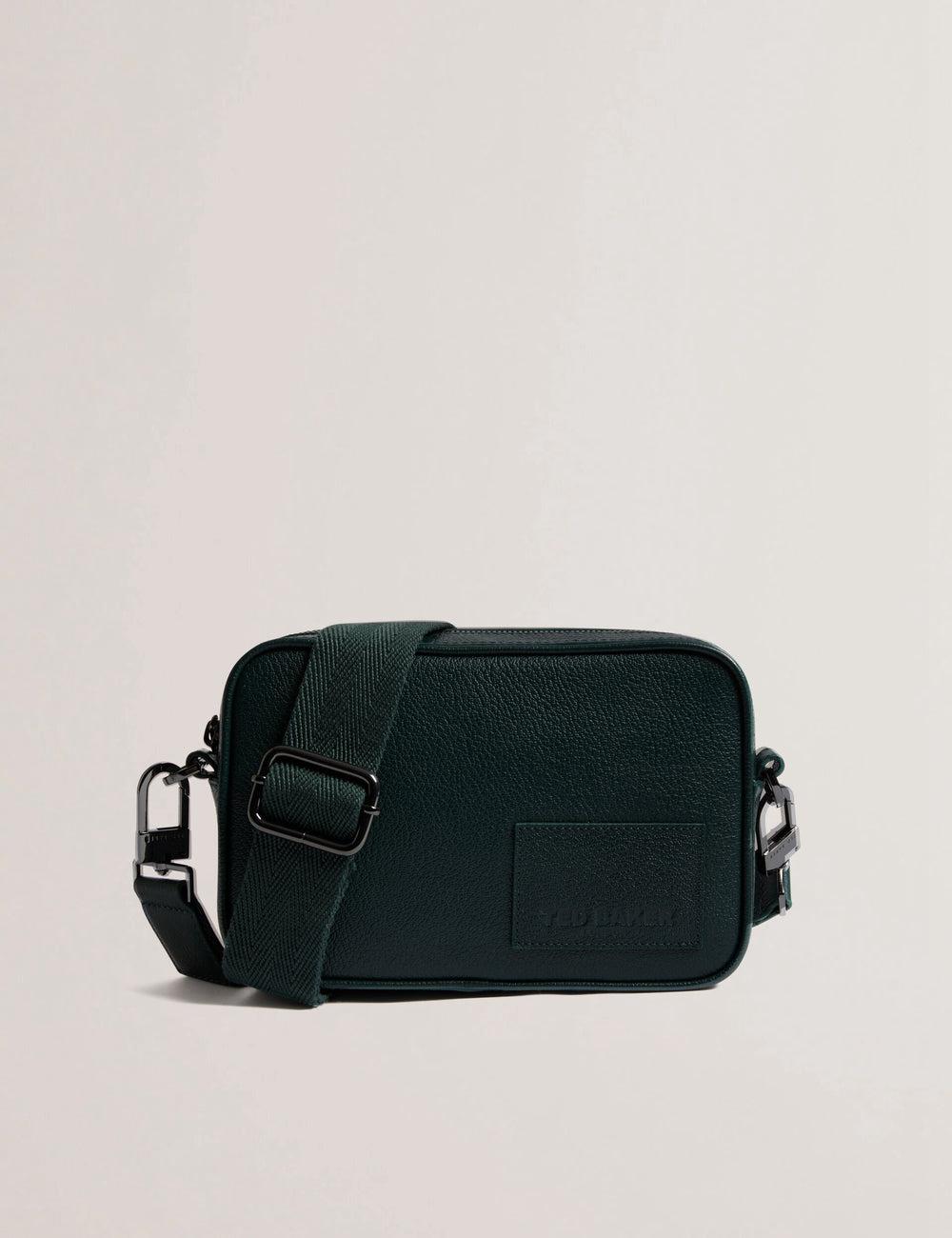 Dk-Green Men Ted Baker GRIFIN - Grained Leather Crossbody Pouch Crossbody Bags | NZ  SUIQ-30571