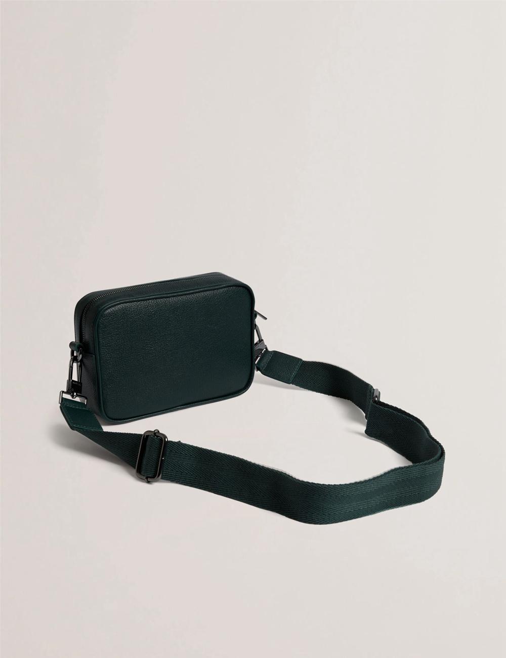 Dk-Green Men Ted Baker GRIFIN - Grained Leather Crossbody Pouch Crossbody Bags | NZ  SUIQ-30571