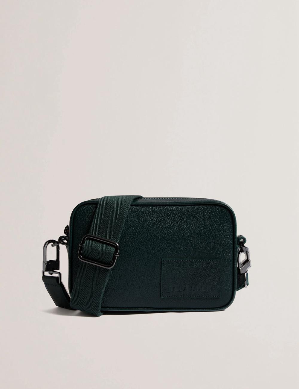 Dk-Green Men Ted Baker GRIFIN - Grained Leather Crossbody Pouch Crossbody Bags | NZ  SUIQ-30571