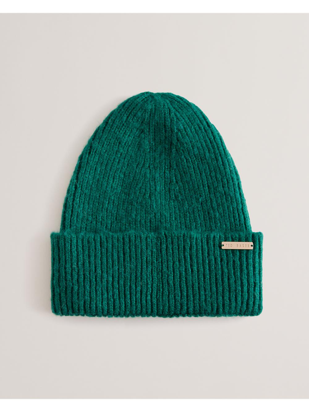 Dk-Green Women Ted Baker LIDIAAS - Wool Blend Ribbed Knit Beanie Hats | NZ  LKWE-82745