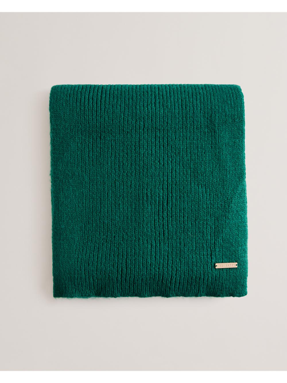 Dk-Green Women Ted Baker LIDIIES - Ribbed Wool Blend Knitted Scarves | NZ  KAFE-34108