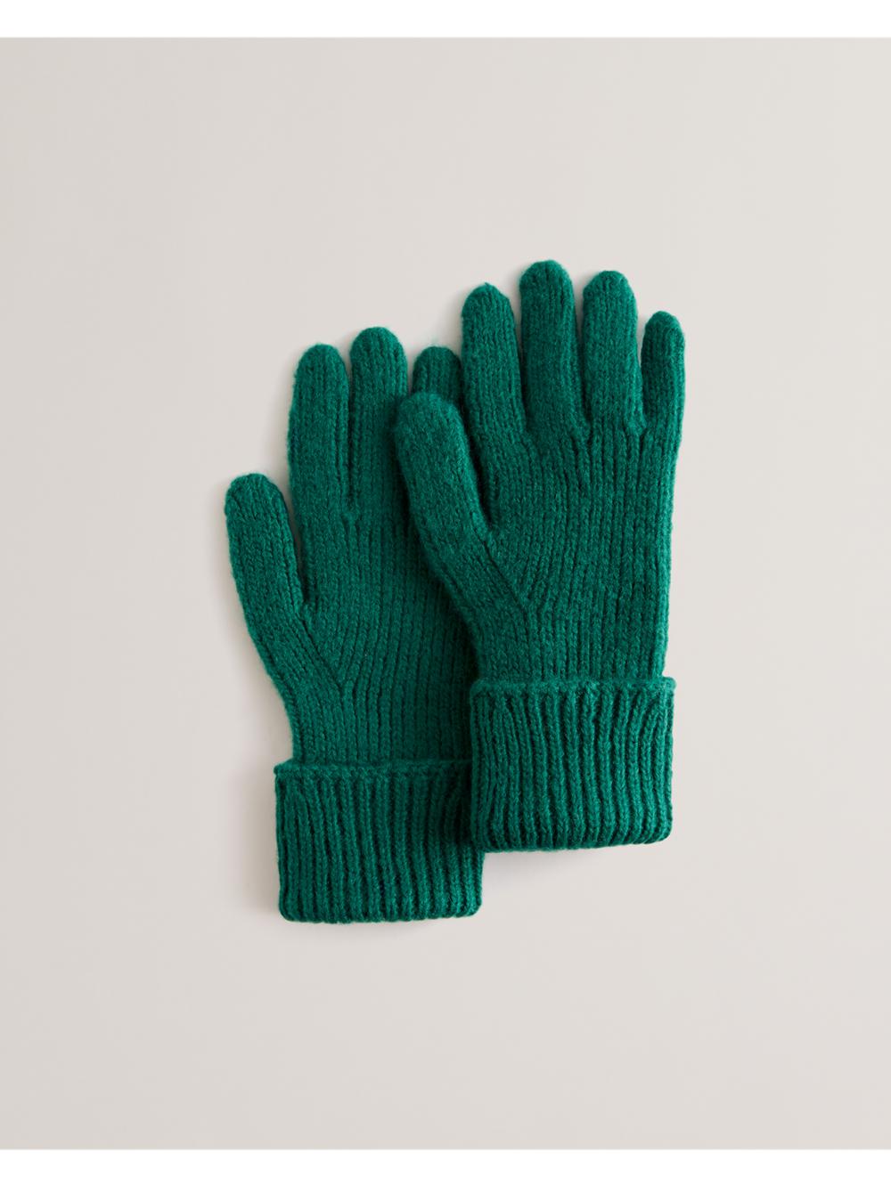 Dk-Green Women Ted Baker LIDIIE - Wool Blend Ribbed Knit Gloves | NZ  NJUT-95601