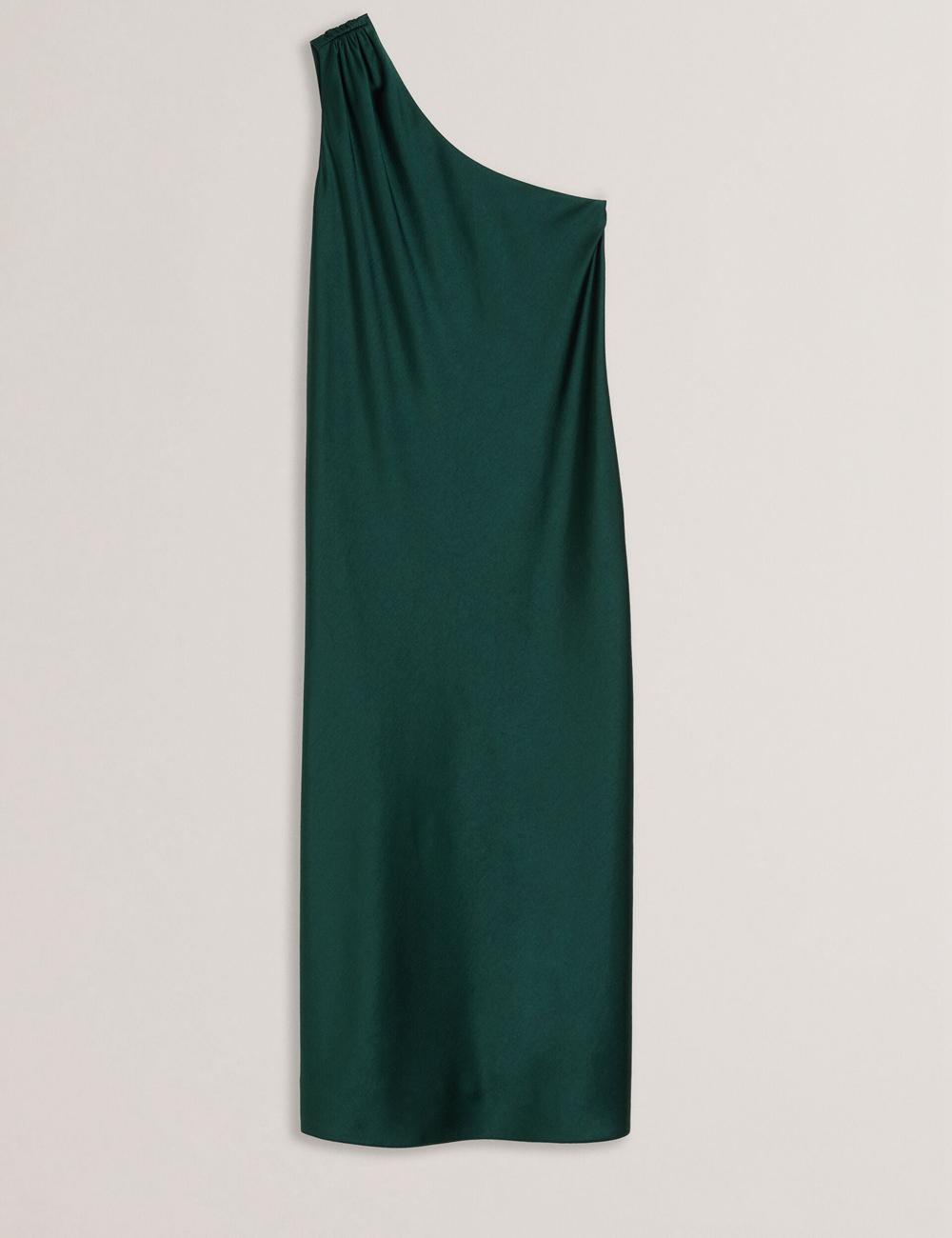 Dk-Green Women Ted Baker MELGAR - Satin One Shoulder Midi Dresses | NZ  PESN-60241