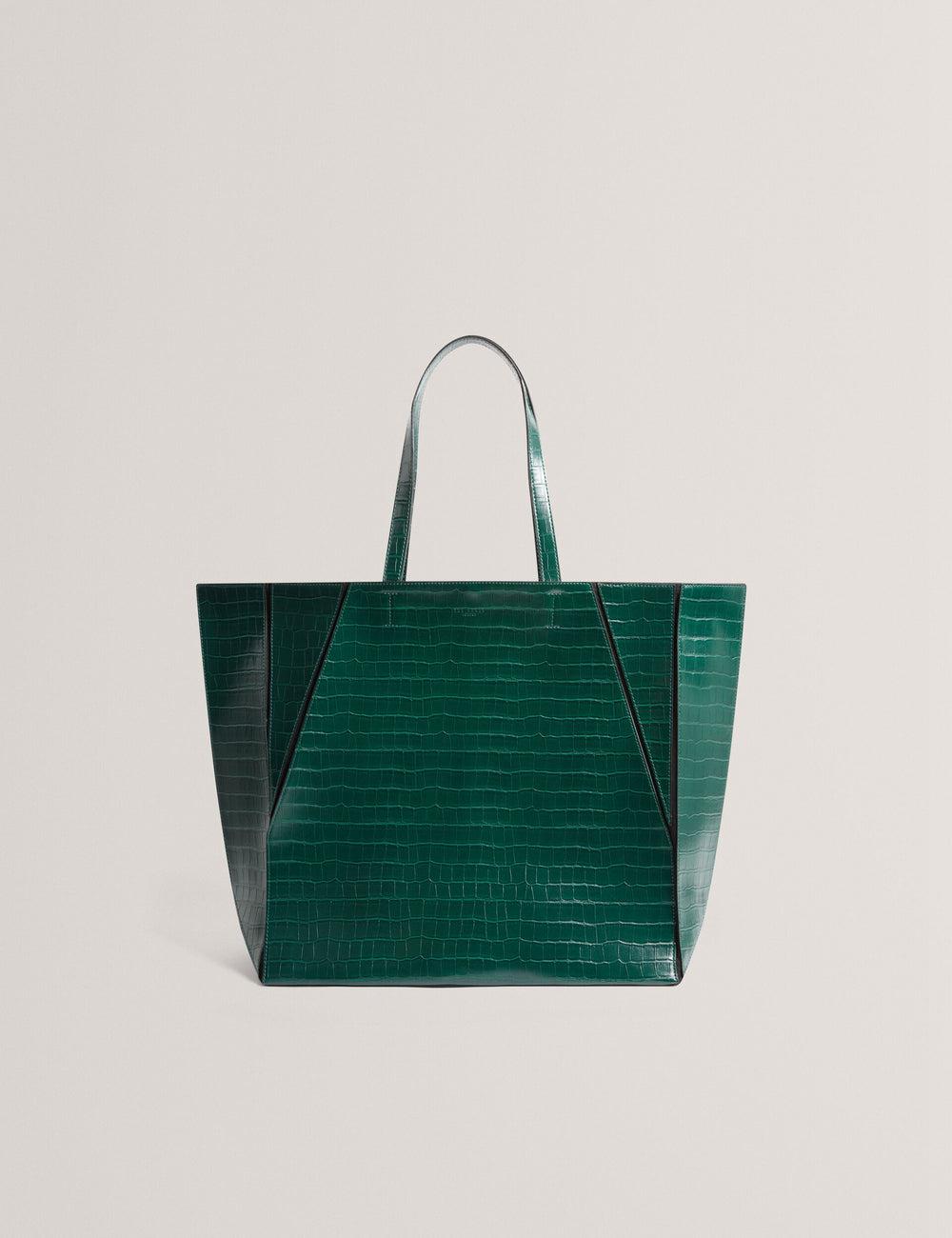 Dk-Green Women Ted Baker SOPHYNA - Croc Effect Folding Shopper Shopper Bags | NZ  FLUI-05461