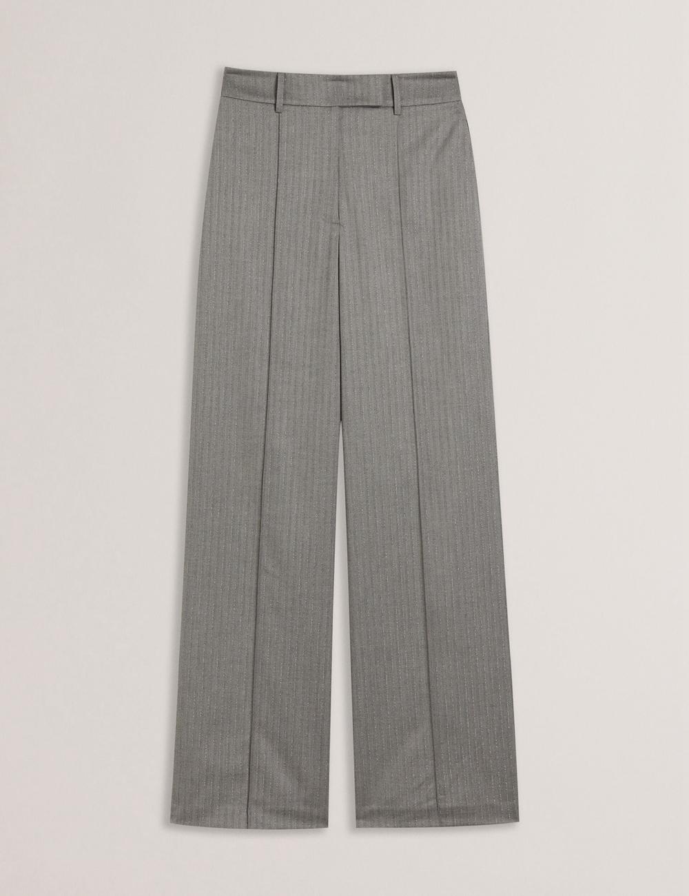 Dk-Grey Women Ted Baker KOAT - Herringbone Wide Leg Tailored Trousers | NZ  FQAB-72019