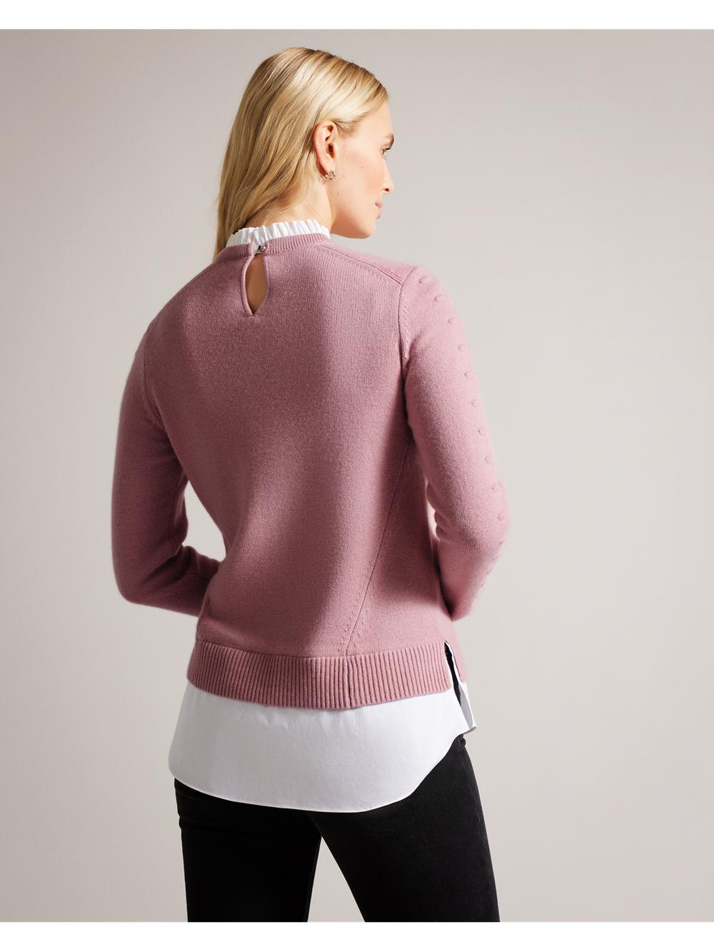 Dusky-Pink Women Ted Baker LISSIAH - Bobble Detail Shirt Hem Knitted Jumpers | NZ  XIZO-37890