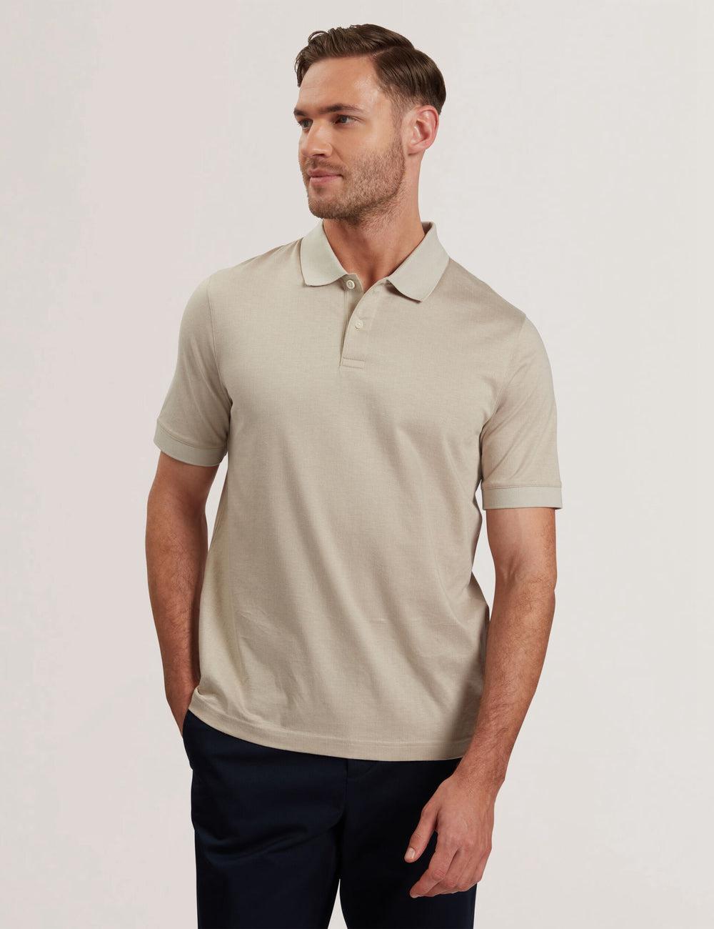 Ecru Men Ted Baker AUGUSO - Textured Jacquard Cotton Polos Shirts | NZ  NXMR-32519