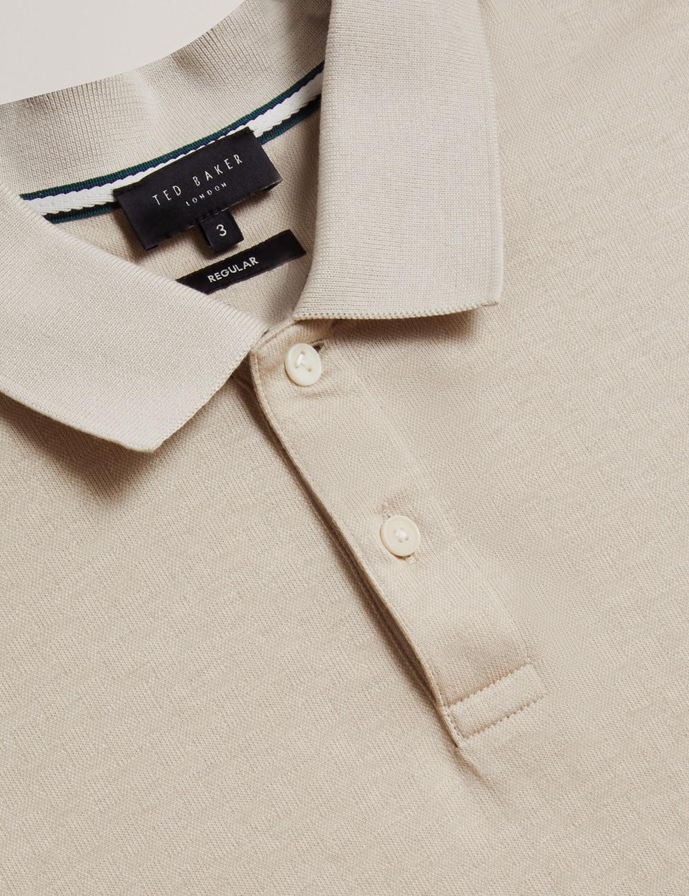 Ecru Men Ted Baker AUGUSO - Textured Jacquard Cotton Polos Shirts | NZ  NXMR-32519