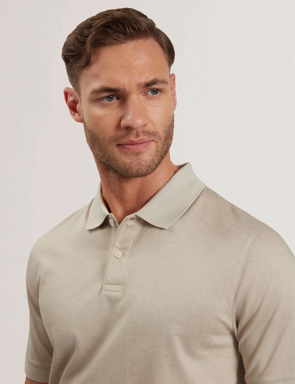 Ecru Men Ted Baker AUGUSO - Textured Jacquard Cotton Polos Shirts | NZ  NXMR-32519