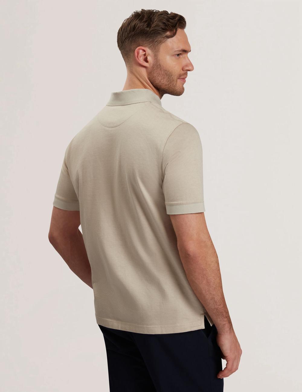 Ecru Men Ted Baker AUGUSO - Textured Jacquard Cotton Polos Shirts | NZ  NXMR-32519