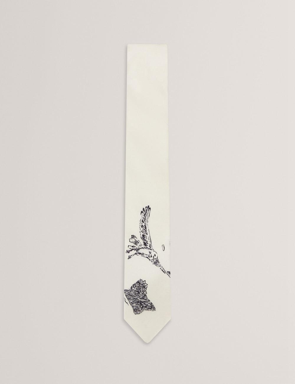 Ecru Men Ted Baker BENHALL - Seagull Graphic Silk Ties | NZ  JBYM-12893