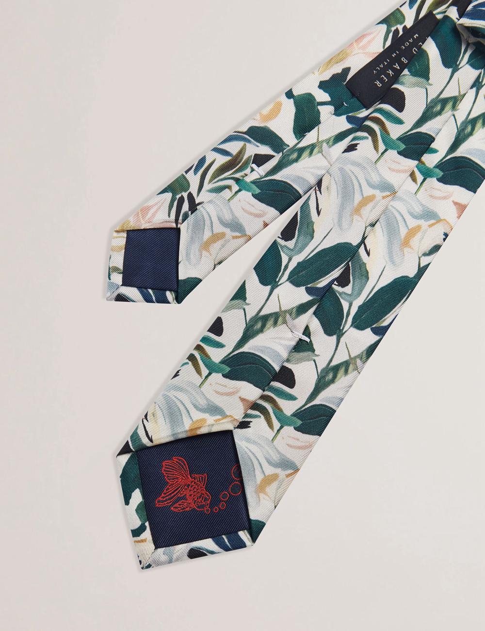 Ecru Men Ted Baker BOYTONN - Painted Floral Print Silk Ties | NZ  JUAL-23967