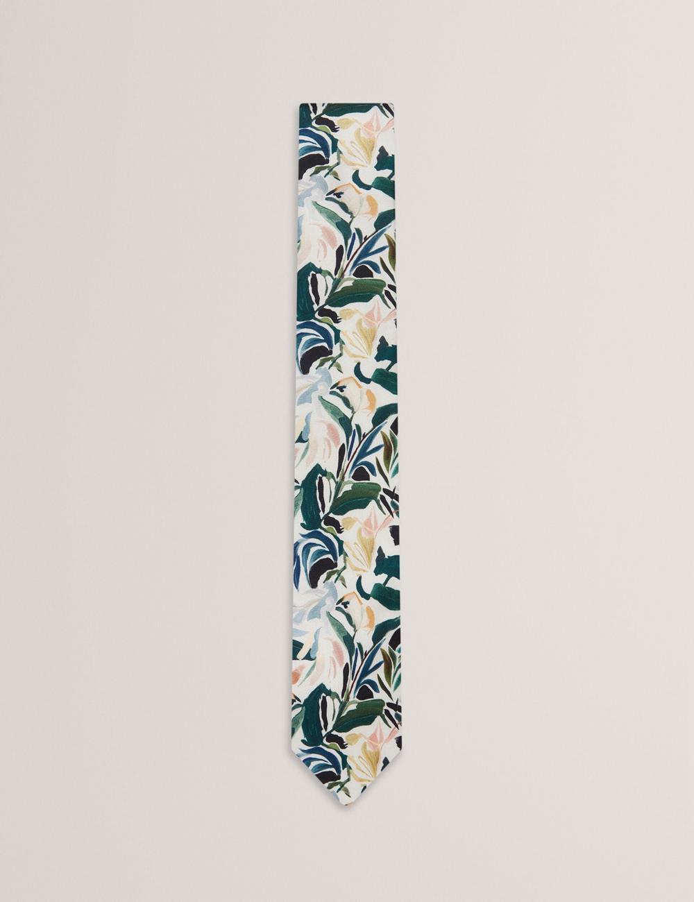 Ecru Men Ted Baker BOYTONN - Painted Floral Print Silk Ties | NZ  JUAL-23967