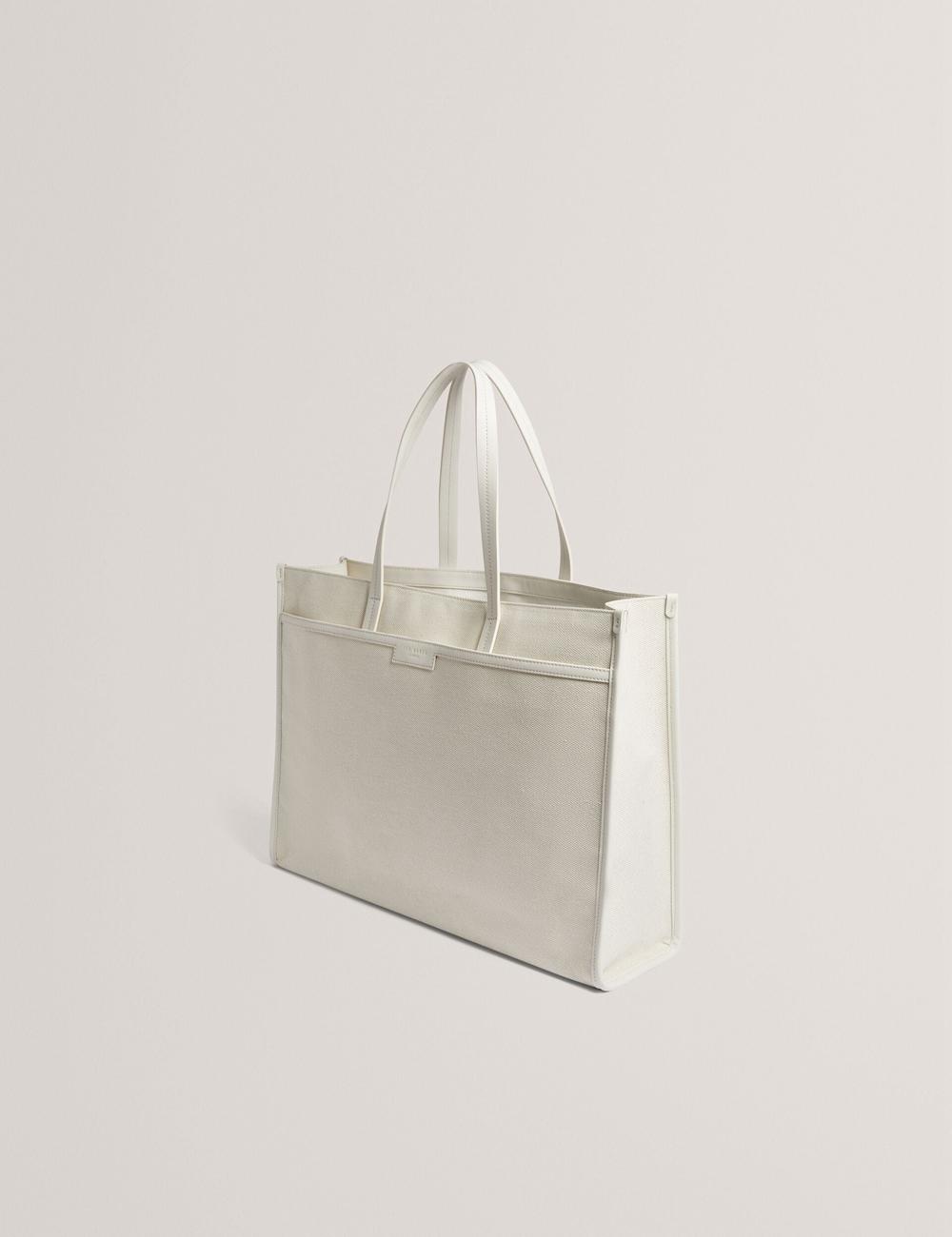 Ecru Women Ted Baker AUDOS - Rose Detail Wide Canvas Tote Bags | NZ  EIYB-63179
