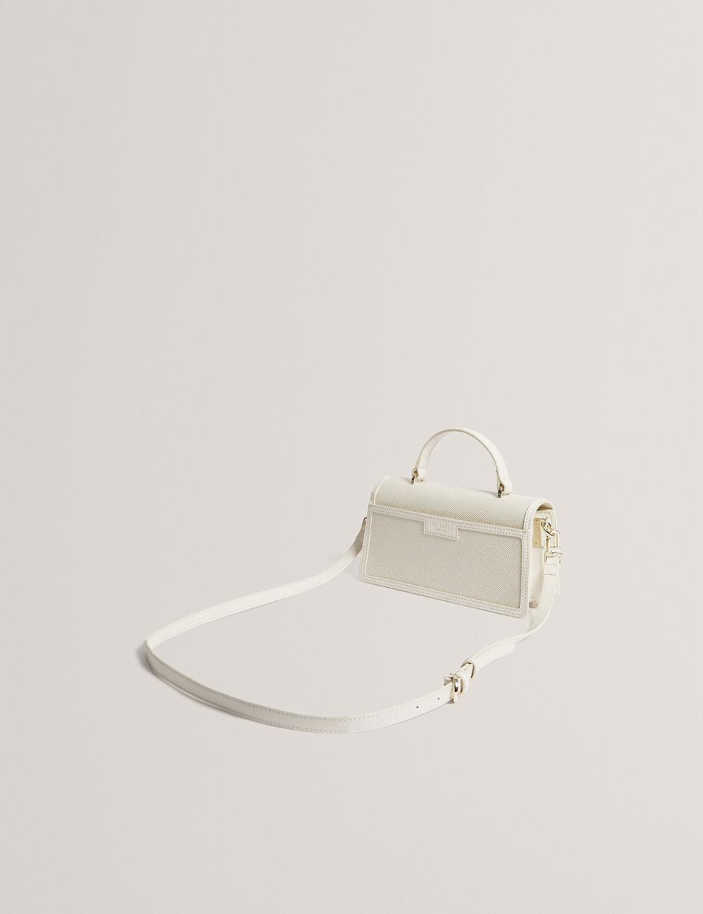 Ecru Women Ted Baker AUDRIS - Rose Detail Canvas Top Handleuette Crossbody Bags | NZ  OGYT-34859