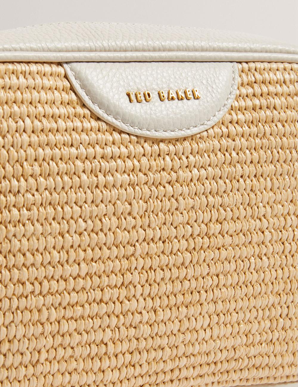 Ecru Women Ted Baker BARDAS - Faux Raffia Leather Trim Webbing Camera Camera Bag | NZ  WNLG-14735