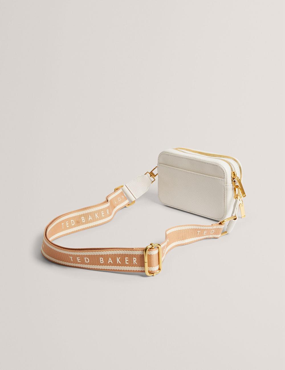 Ecru Women Ted Baker BARIA - Faux Raffia Leather Trim Mini Camera Camera Bag | NZ  EXYZ-94713