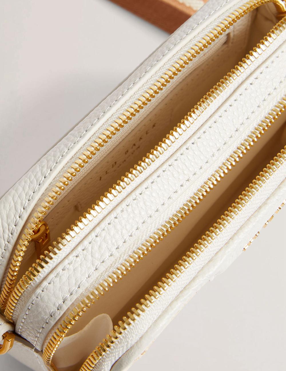 Ecru Women Ted Baker BARIA - Faux Raffia Leather Trim Mini Camera Camera Bag | NZ  EXYZ-94713
