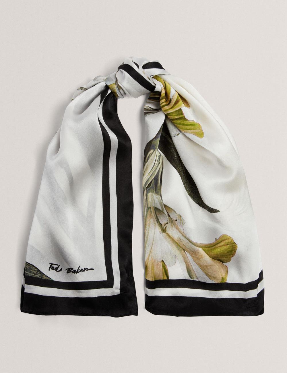 Ecru Women Ted Baker IRISSI - Floral Graphic Print Square Silk Scarves | NZ  BFWV-51623