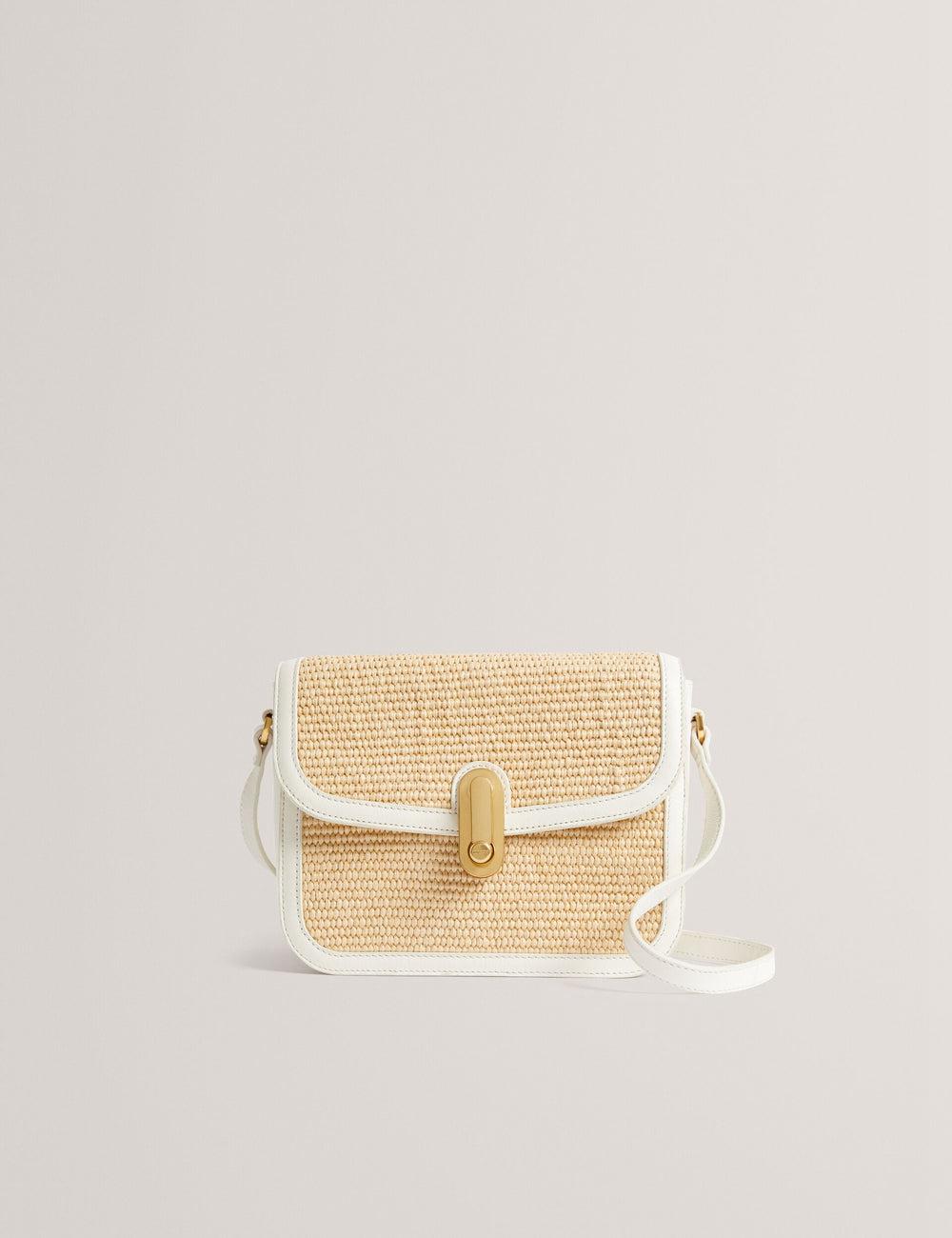 Ecru Women Ted Baker KKASSIA - Faux Raffia Twist Lock Crossbody Satchel Satchel Bags | NZ  FOBQ-80392