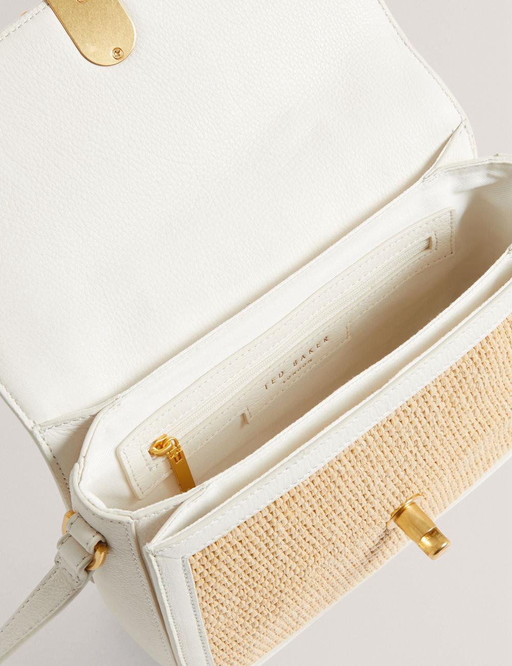 Ecru Women Ted Baker KKASSIA - Faux Raffia Twist Lock Crossbody Satchel Satchel Bags | NZ  FOBQ-80392
