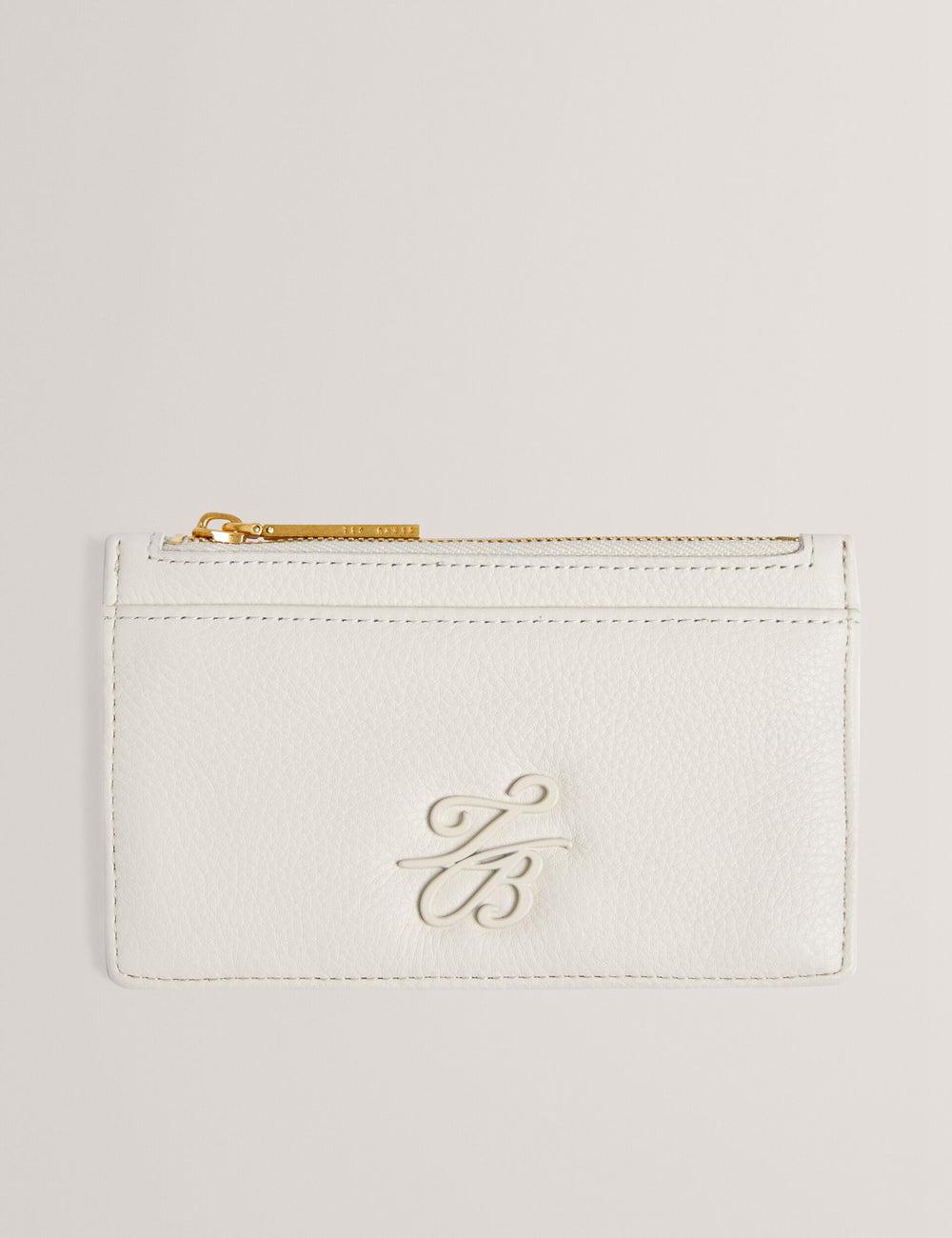 Ecru Women Ted Baker MARLEAH - TB Logo Leather Zip Card Holder Wallets | NZ  IUYB-42170