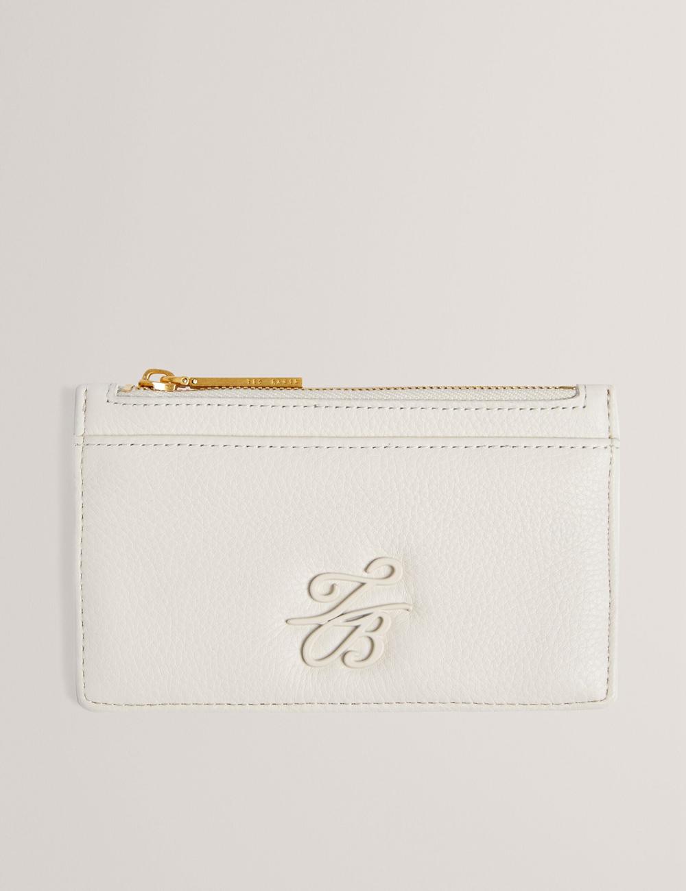 Ecru Women Ted Baker MARLEAH - TB Logo Leather Zip Card Holder Wallets | NZ  IUYB-42170