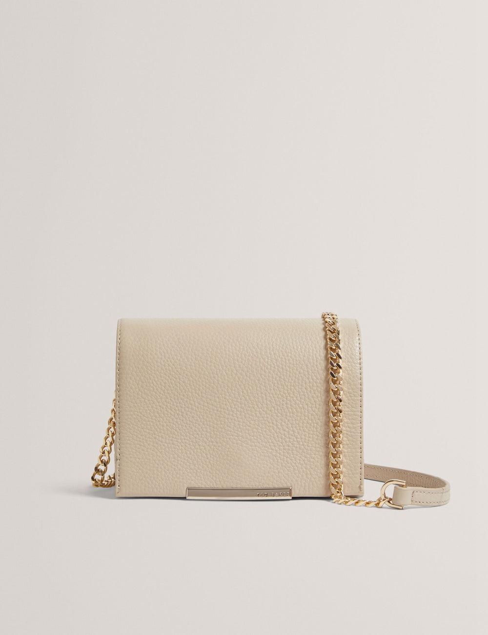 Ecru Women Ted Baker ROUSEN - Bar Detail Fold Over Leather Crossbody Bags | NZ  ZSMY-79162