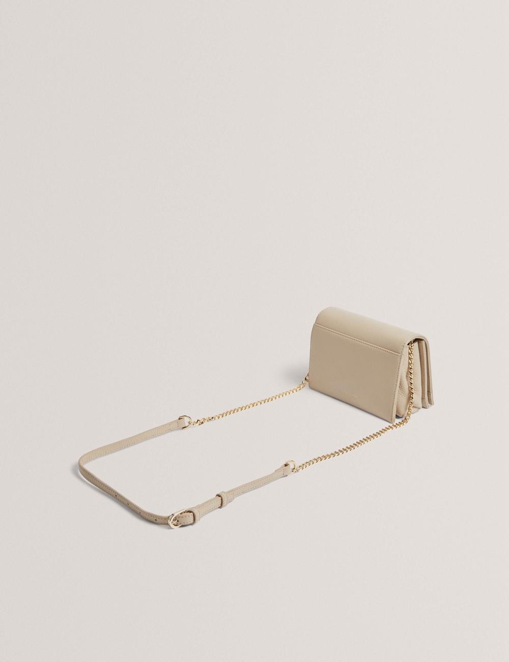 Ecru Women Ted Baker ROUSEN - Bar Detail Fold Over Leather Crossbody Bags | NZ  ZSMY-79162