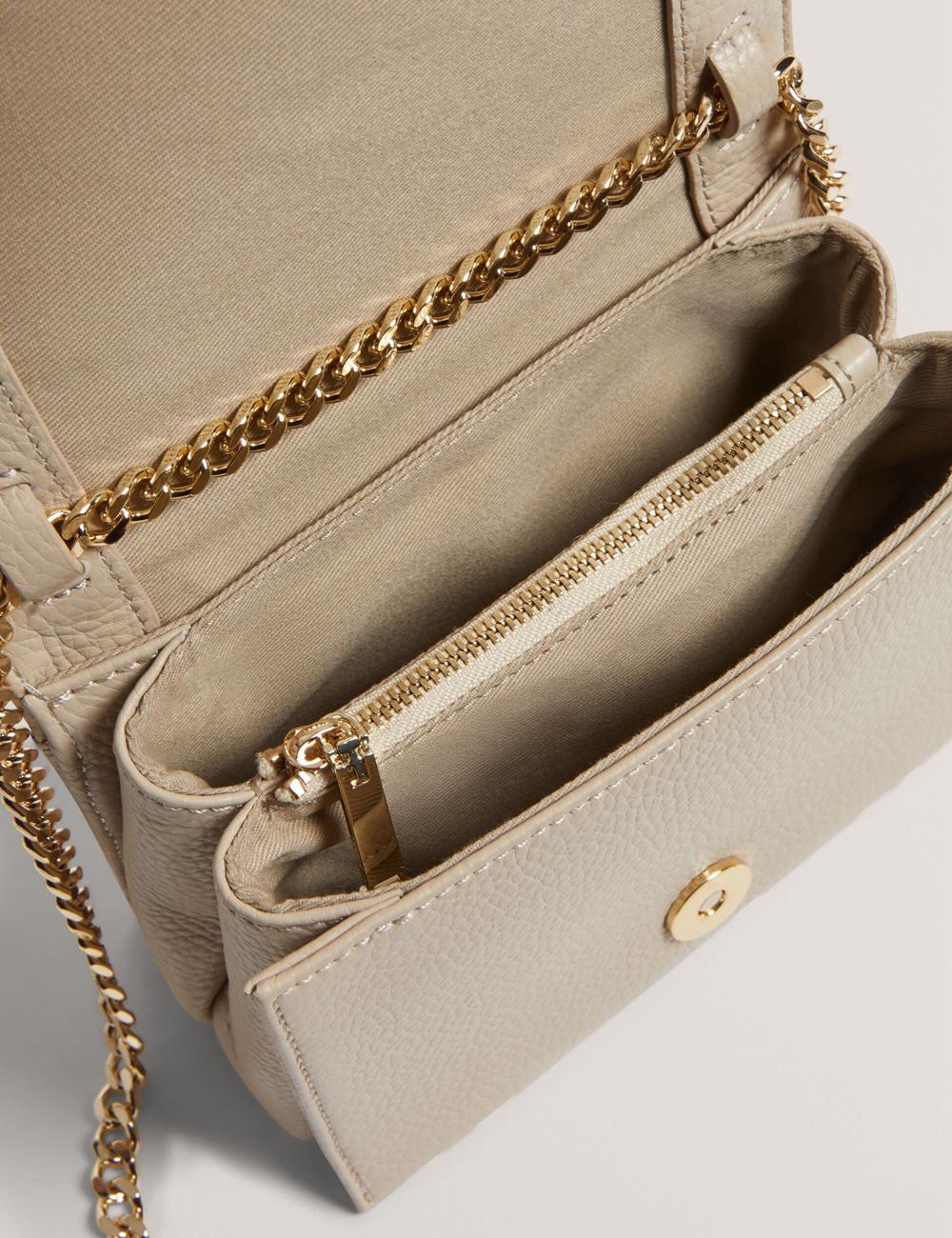 Ecru Women Ted Baker ROUSEN - Bar Detail Fold Over Leather Crossbody Bags | NZ  ZSMY-79162
