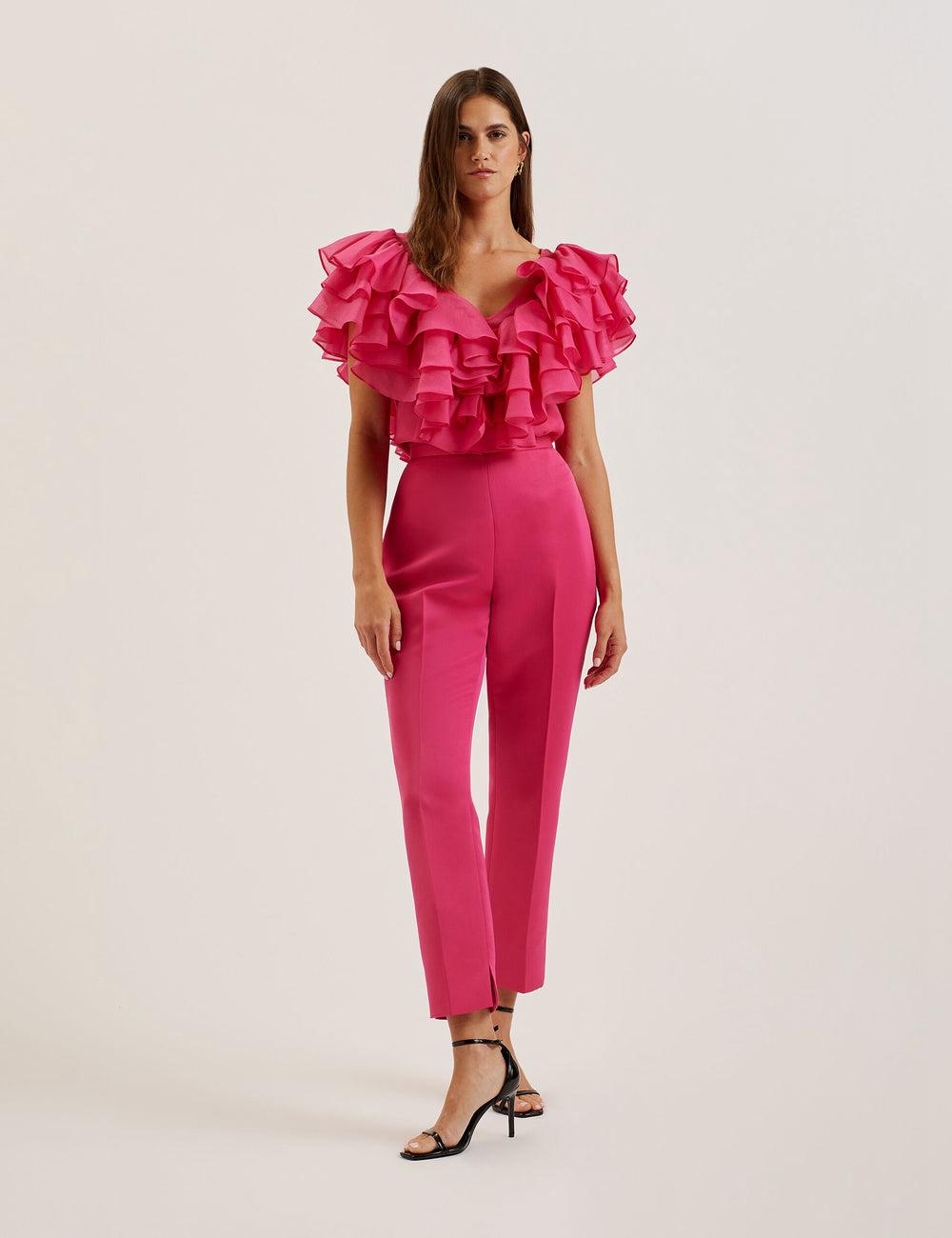 Fuchsia Women Ted Baker AKENIT - Satin Tailored Slim Leg Trousers | NZ  DRCH-49810