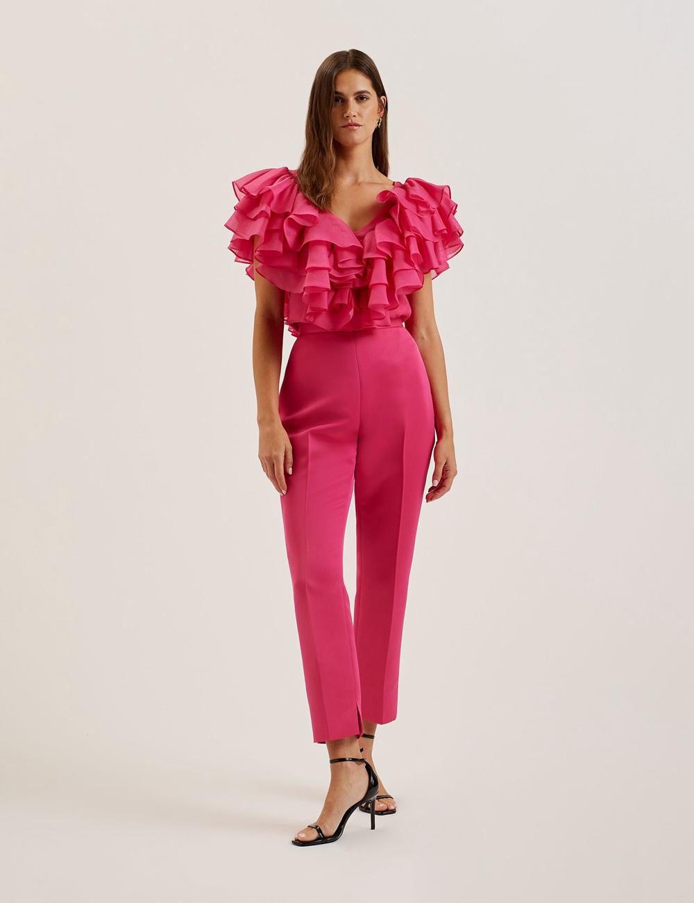 Fuchsia Women Ted Baker AKENIT - Satin Tailored Slim Leg Trousers | NZ  DRCH-49810