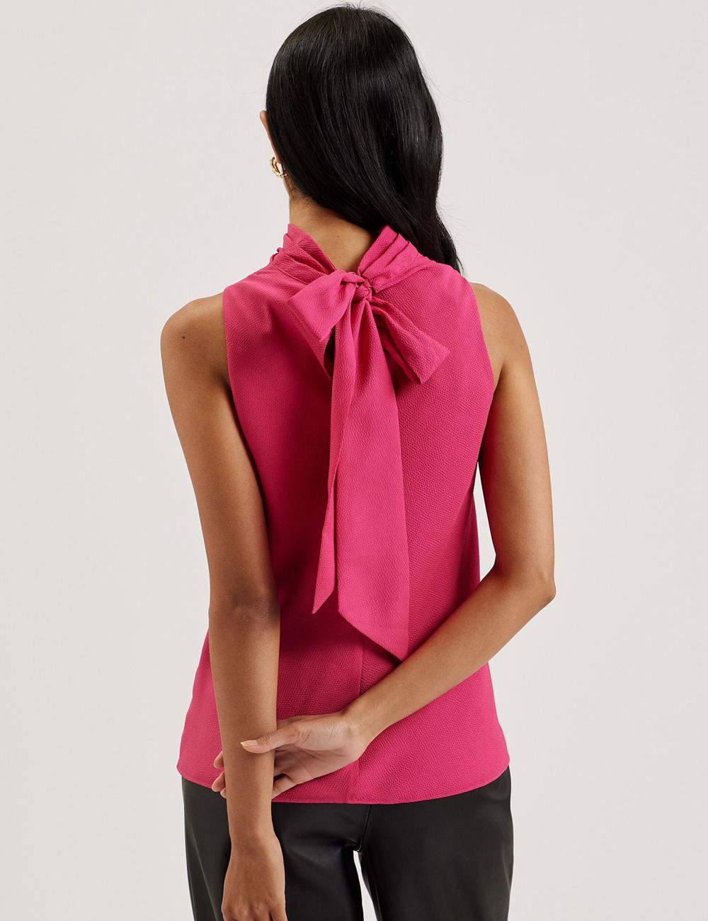 Fuchsia Women Ted Baker ANINI - Textured High Neck Sleeveless Top Blouses | NZ  VTYJ-24351