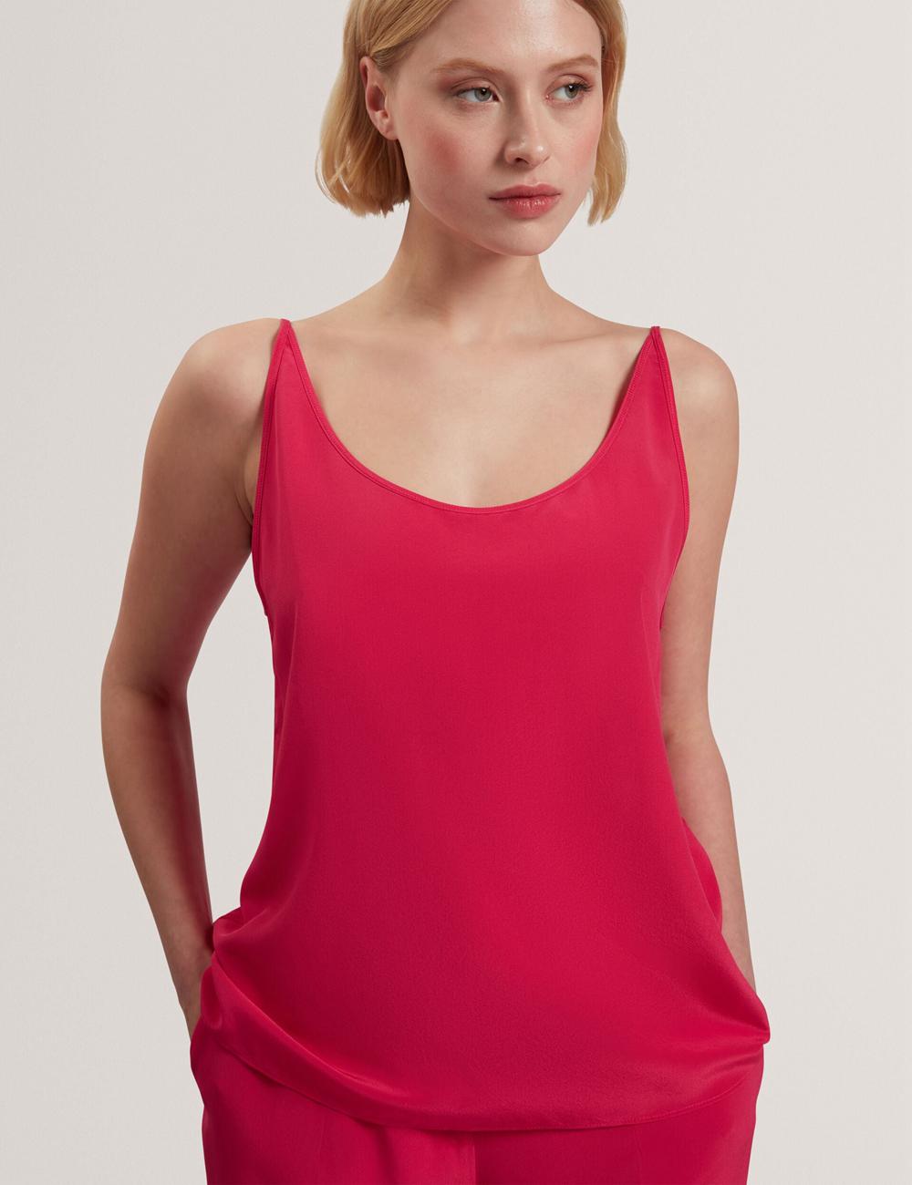 Fuchsia Women Ted Baker CADASA - Pure Silk Scoop Neck Cami Tops | NZ  HVTX-49218