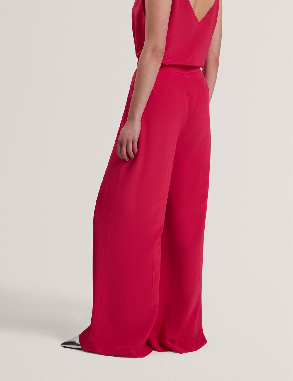 Fuchsia Women Ted Baker CARLOET - Silk Wide Leg Tailored Trousers | NZ  MWEU-80739