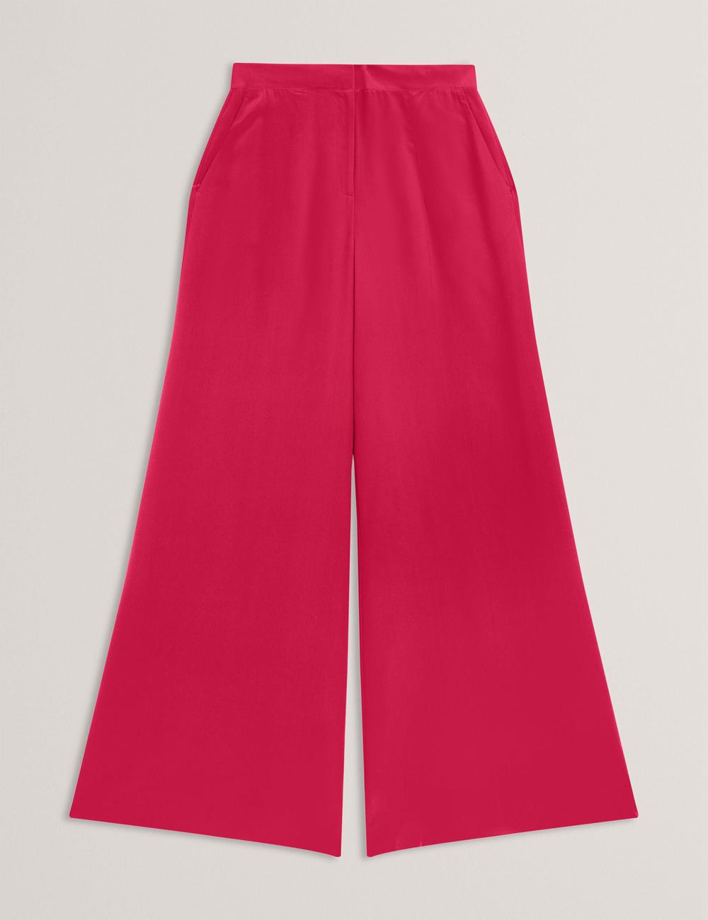 Fuchsia Women Ted Baker CARLOET - Silk Wide Leg Tailored Trousers | NZ  MWEU-80739