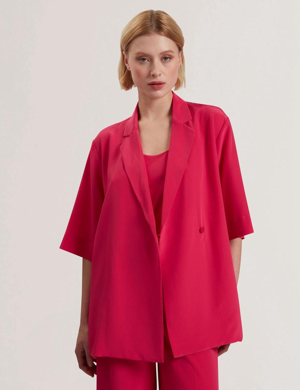Fuchsia Women Ted Baker CARLOE - Silk Short Sleeve Blazers | NZ  SRVZ-90762