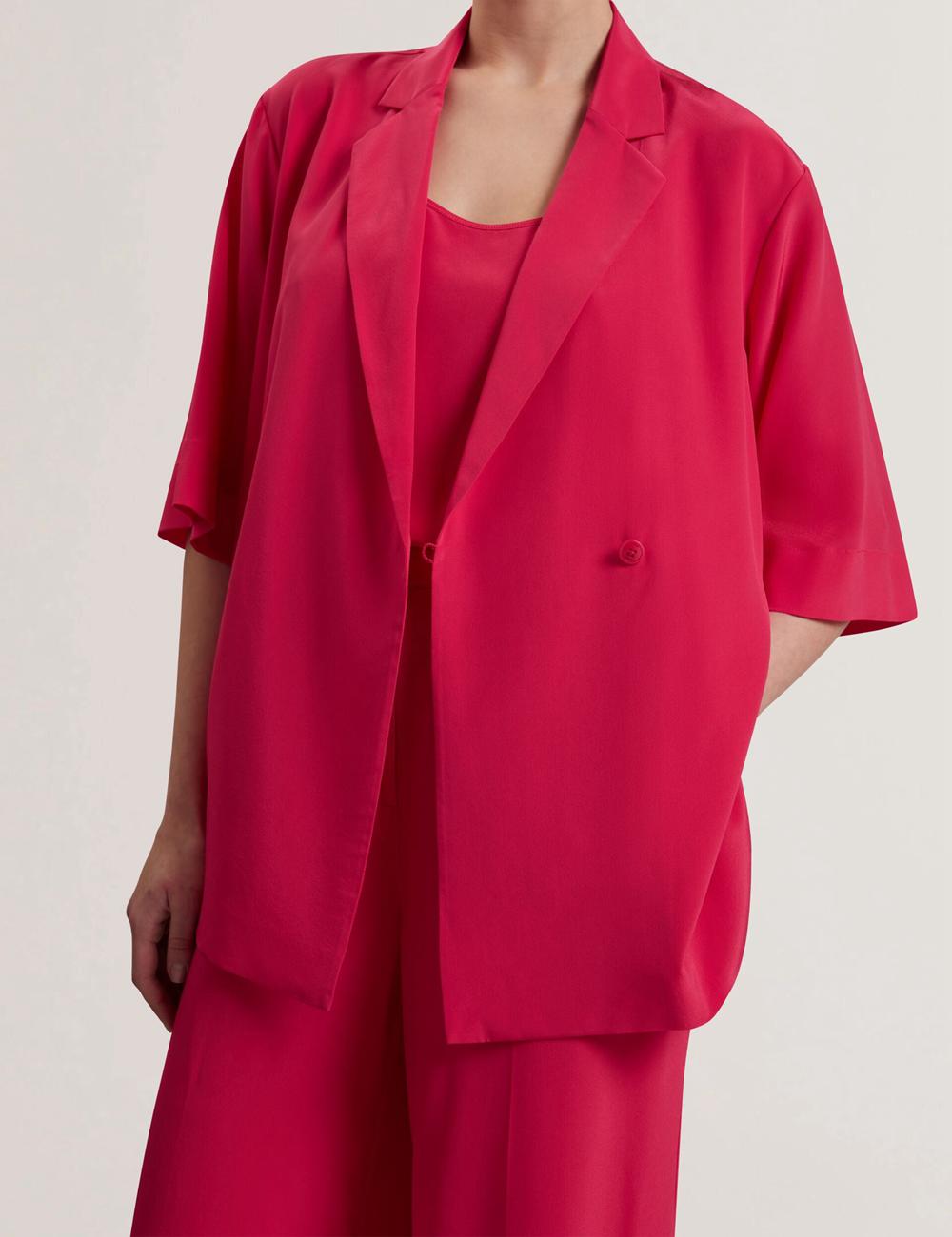 Fuchsia Women Ted Baker CARLOE - Silk Short Sleeve Blazers | NZ  SRVZ-90762