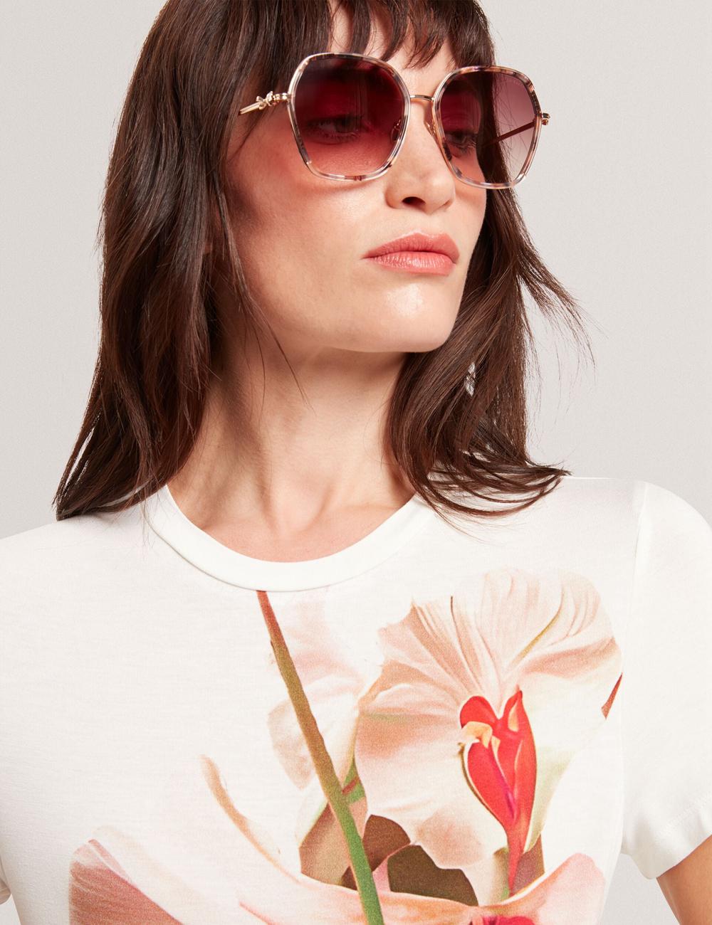 Gloss Pattern Women Ted Baker KIRA - Oversized Metal Frame Hexagon Sunglasses | NZ  OUME-49372