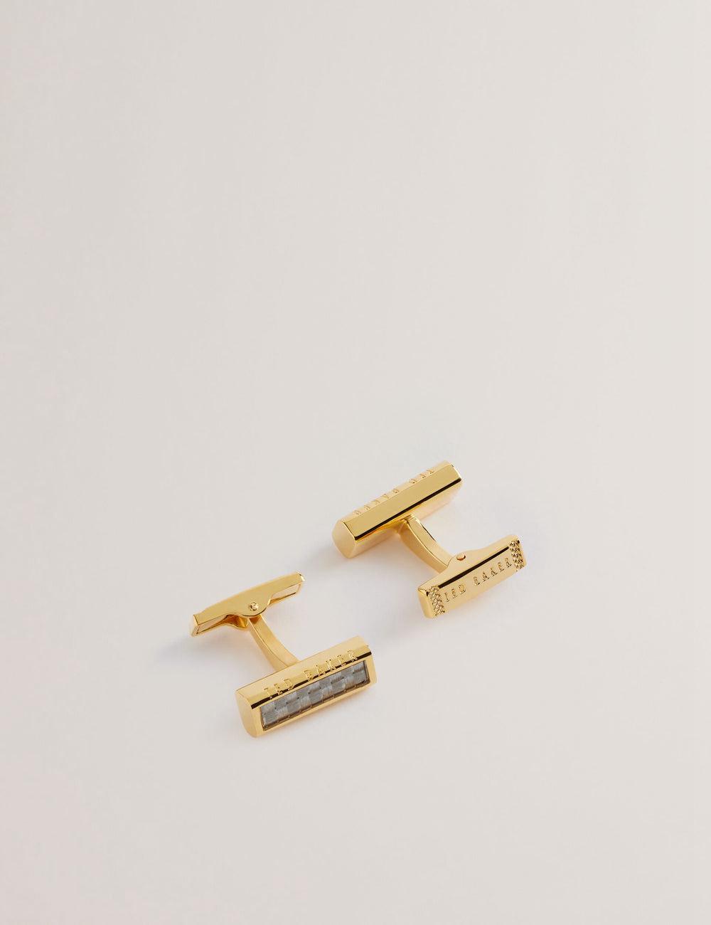 Gold Men Ted Baker CARBIE - Carbon Fibre Bar Metal Cufflinks | NZ  AXUN-54239